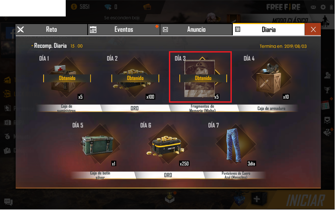 Qué son las recompensas diarias Garena Free Fire