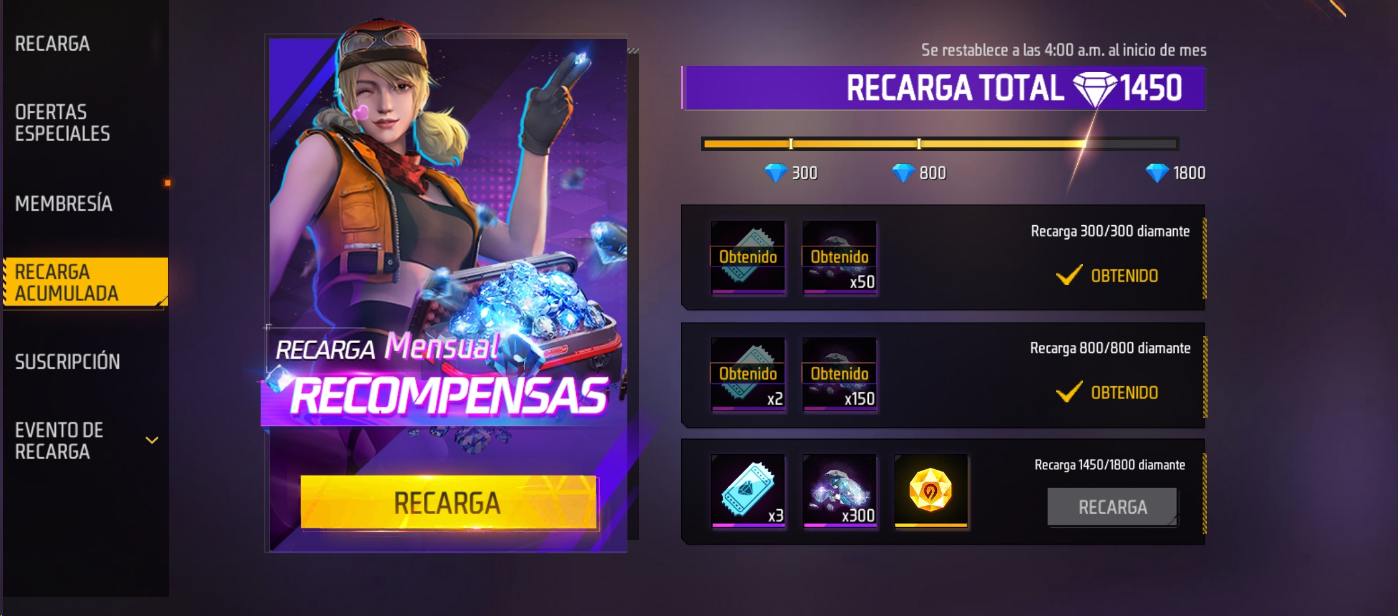 Mi compra no apareció en la recarga acumulada – Garena Free Fire